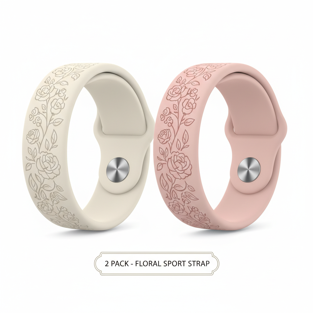 2 Pack Flower Engraved Sport Strap